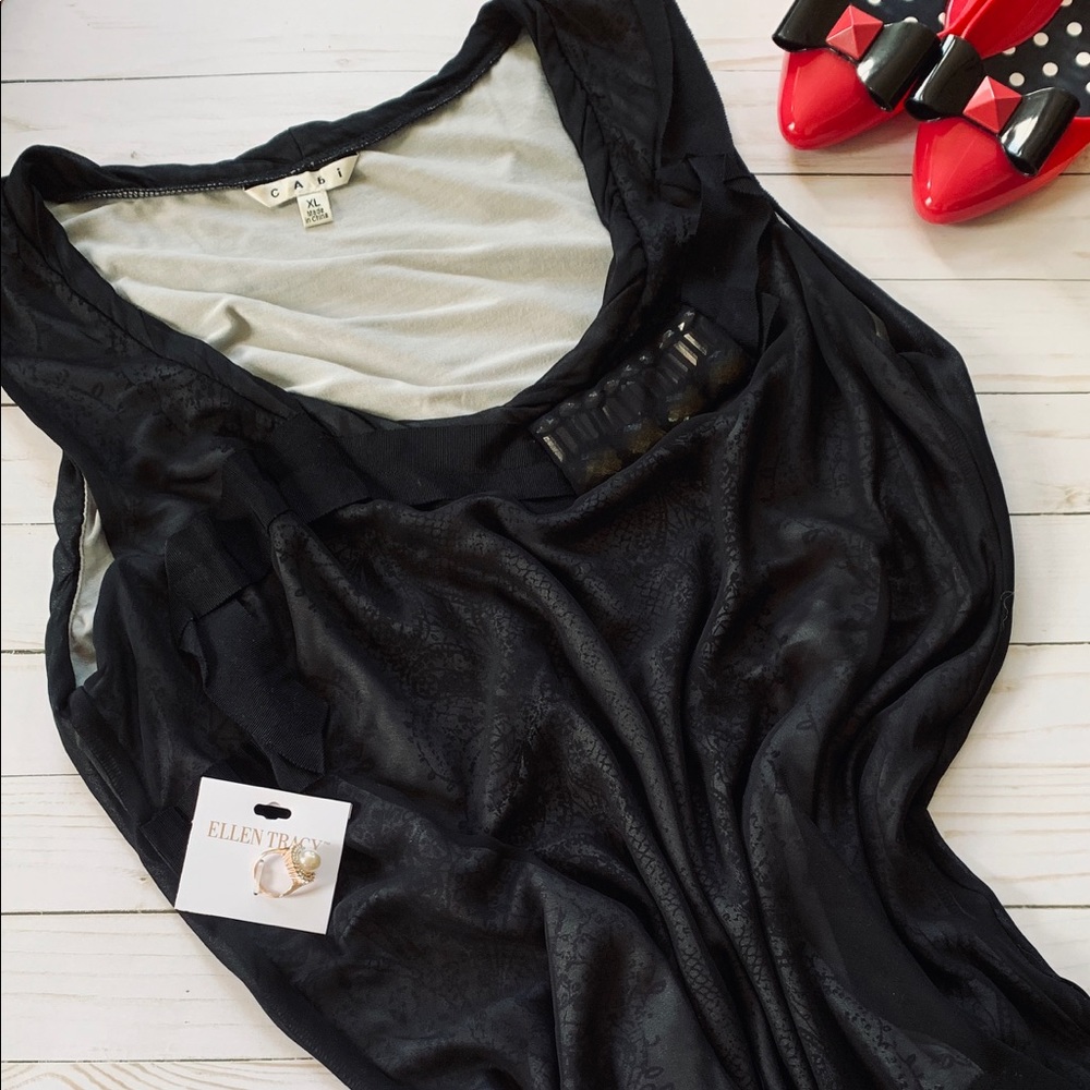 Black Sleeveless Satin-Look Women's Top